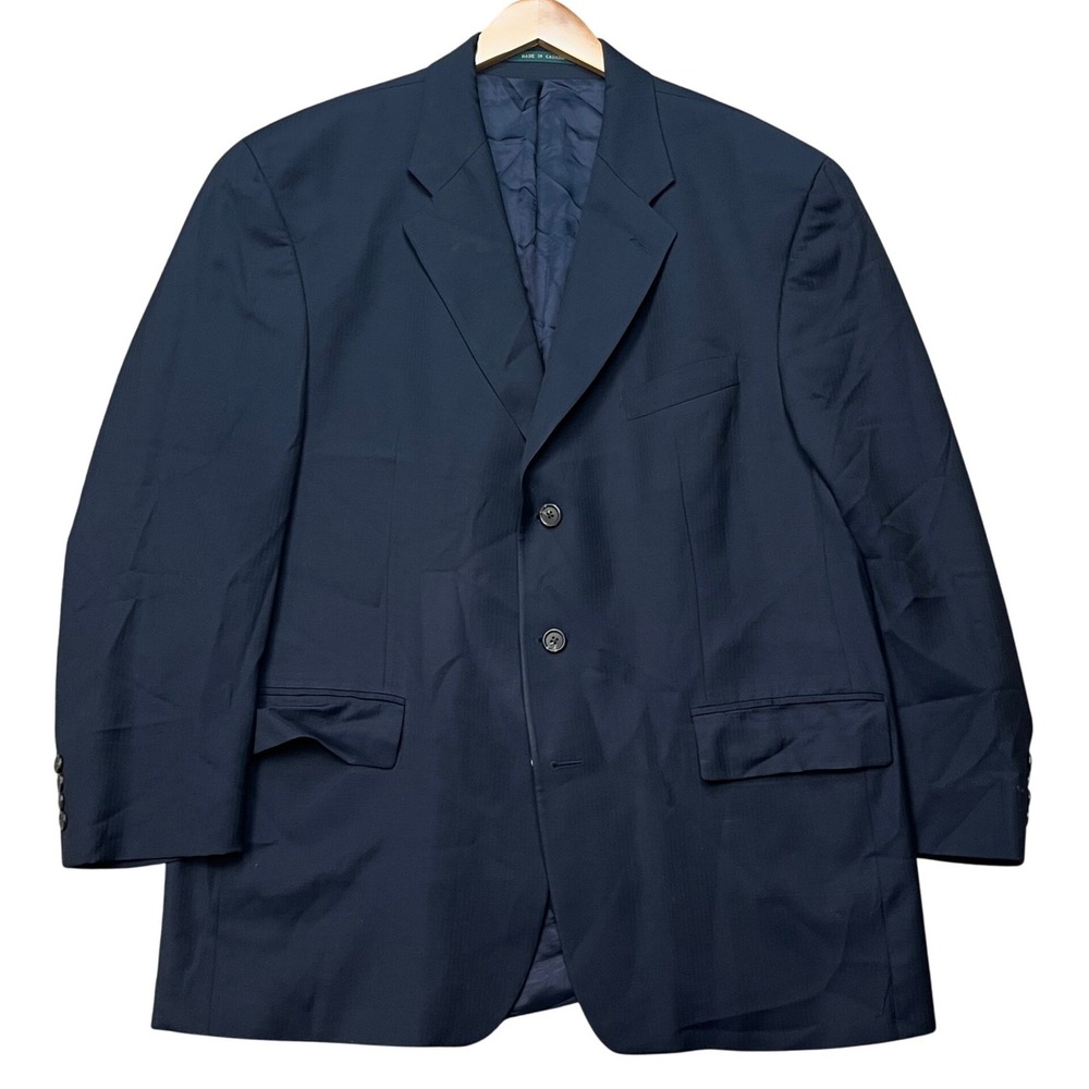 Lauren Ralph Lauren Blazer Mens 46R Navy Blue Wool Cashmere 3-Button Sport Coat